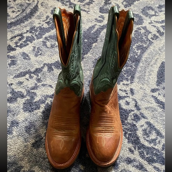 Lucchese Turquoise and Brown Boots - Picture 1 of 6